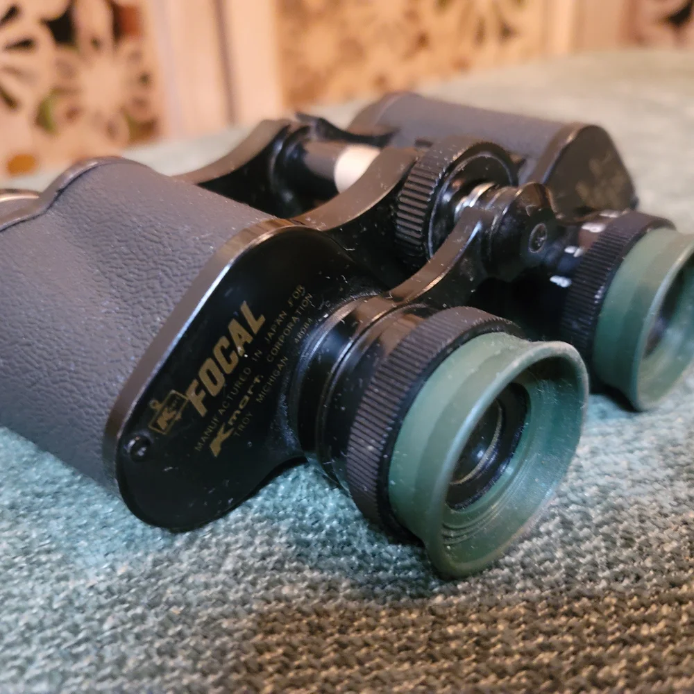 Vintage Focal Kmart 7x35 Binoculars Hard Coated Porro Prism Lens Cover Black